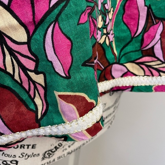 Cynthia Rowley Floral Off-Shoulder Linen Top - Pink and Green Size Large. - Picture 5 of 10